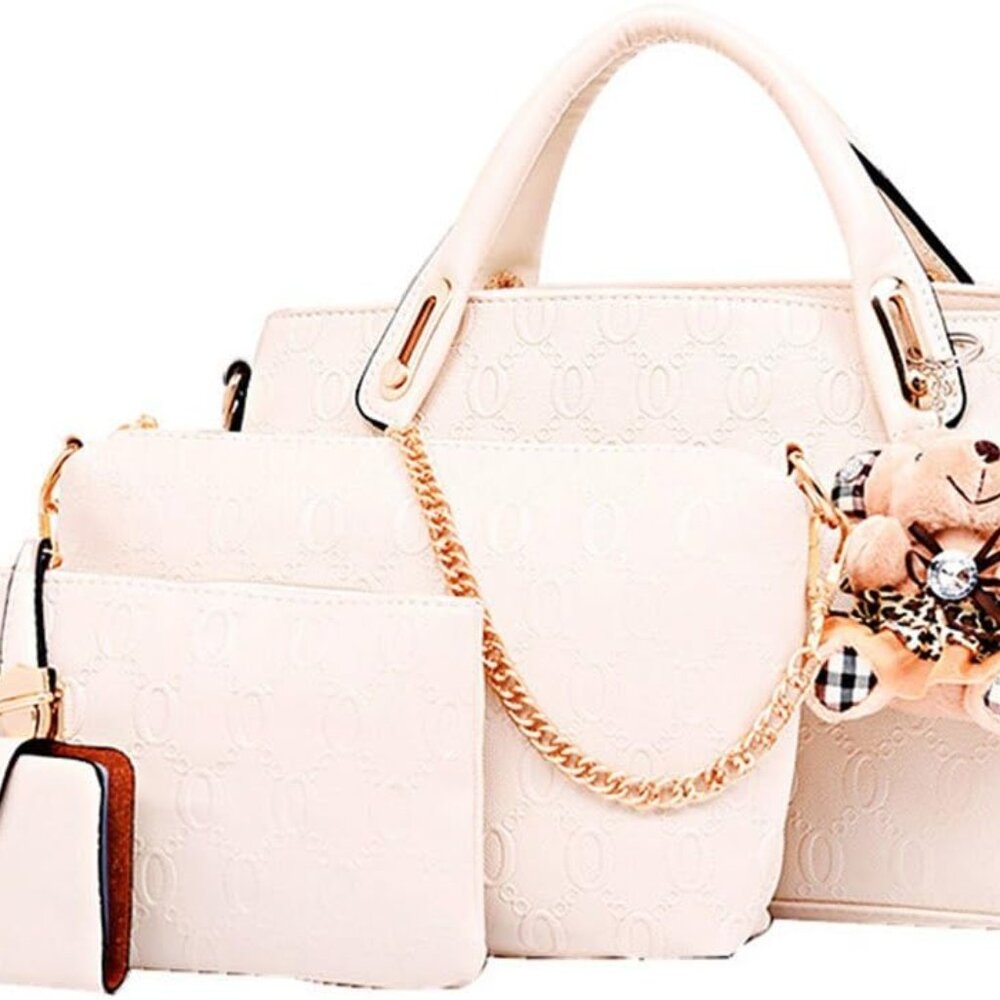 Women 4 Pcs Top Handle Satchel Hobo Handbag Set Large Tote +Purse +Shoulder Bag+